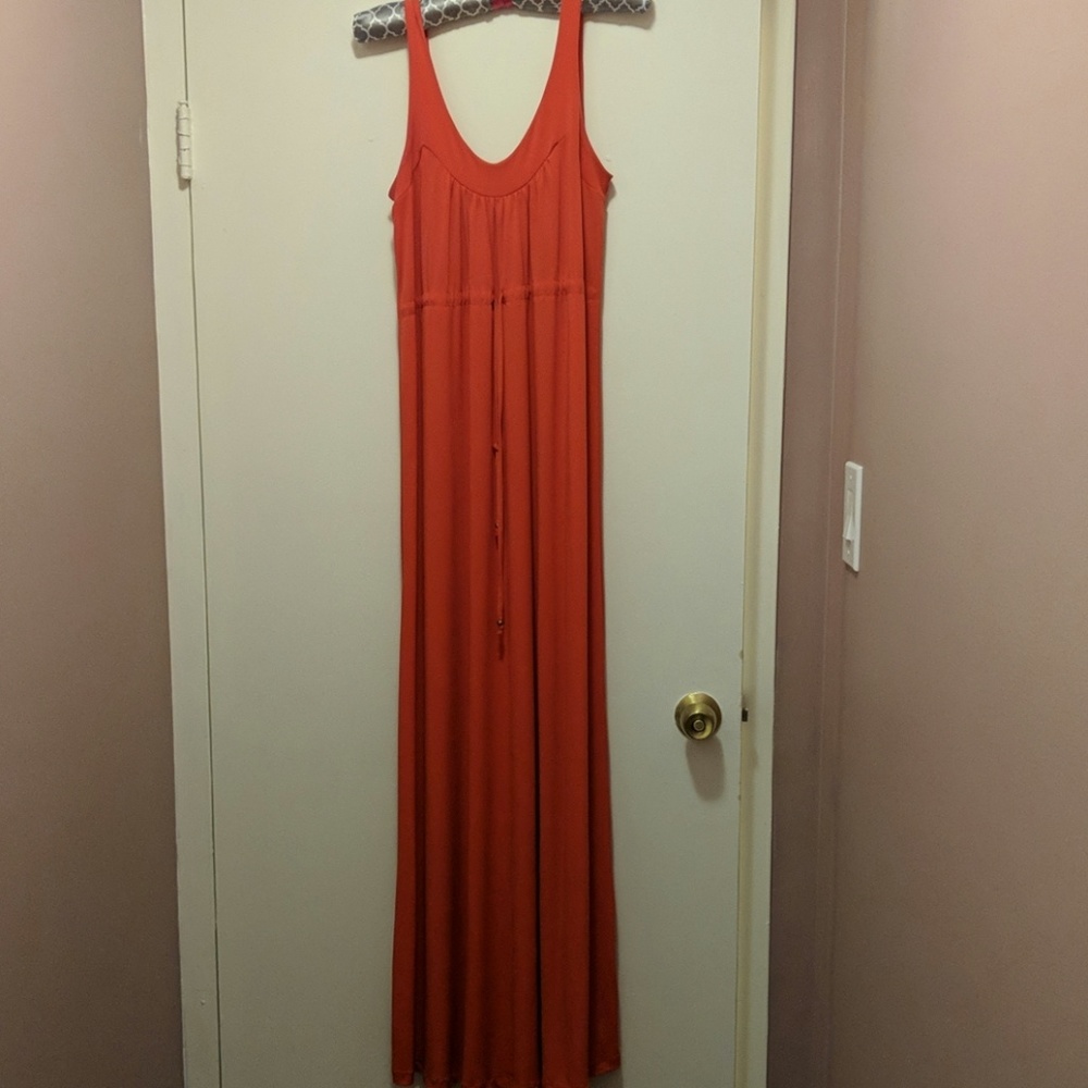 VeronicaM maxi dress coral color